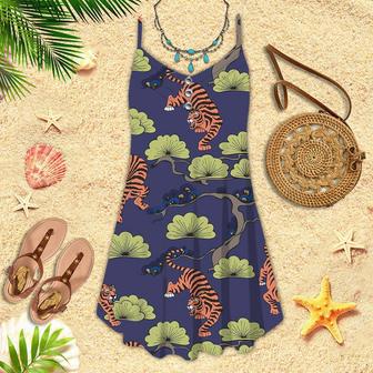 Tigers In Japanese Style Pattern Spaghetti Strap Summer Dress | Newhawaiianshirts UK