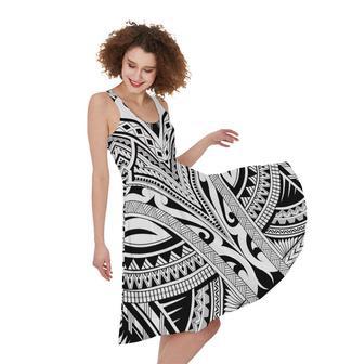 Tribal Maori Polynesian Tattoo Print Sleeveless Knee Length Dress | Newhawaiianshirts AU