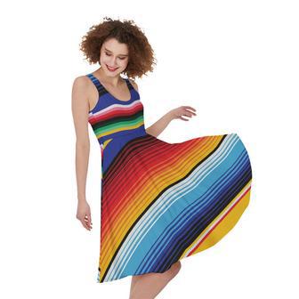 Tribal Mexican Serape Pattern Print Sleeveless Knee Length Dress | Newhawaiianshirts UK