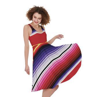 Tribal Serape Blanket Stripe Print Sleeveless Knee Length Dress | Newhawaiianshirts CA