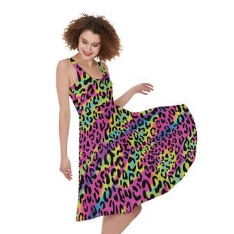 Trippy Psychedelic Leopard Print Sleeveless Knee Length Dress | Newhawaiianshirts DE