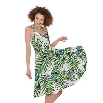 Tropical Butterfly Pattern Print Sleeveless Knee Length Dress | Newhawaiianshirts