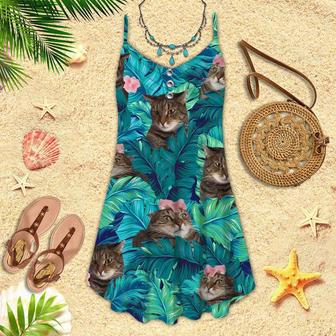 Tropical Hawaii Cat Spaghetti Strap Summer Dress | Newhawaiianshirts AU