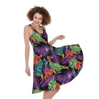 Tropical Hawaiian Jungle Print Sleeveless Knee Length Dress | Newhawaiianshirts UK