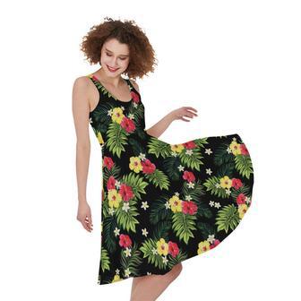 Tropical Hibiscus Aloha Pattern Print Sleeveless Knee Length Dress | Newhawaiianshirts DE