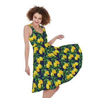 Tropical Lemon Pattern Print Sleeveless Knee Length Dress | Newhawaiianshirts DE