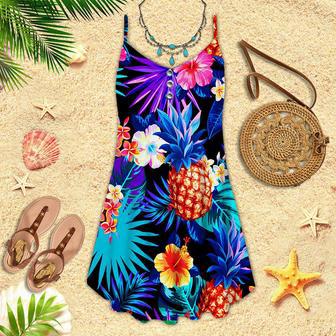 Tropical Neon Spaghetti Strap Summer Dress | Newhawaiianshirts DE