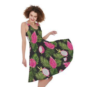 Tropical Pitaya Pattern Print Sleeveless Knee Length Dress | Newhawaiianshirts AU