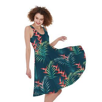 Tropical Plants Hawaii Pattern Print Sleeveless Knee Length Dress | Newhawaiianshirts DE