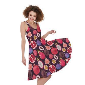 Tropical Summer Fruits Pattern Print Sleeveless Knee Length Dress | Newhawaiianshirts CA