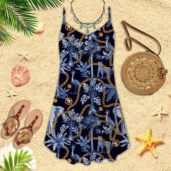 Tropical Trees Jungle Pattern Spaghetti Strap Summer Dress | Newhawaiianshirts UK