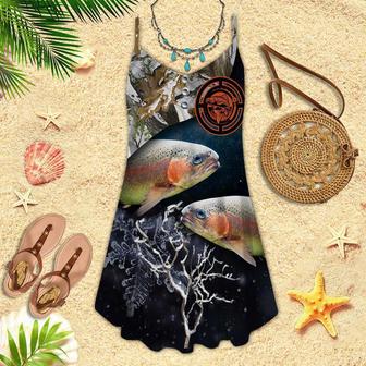 Trout Fishing Gift for Fishing Lovers Ice Coral Spaghetti Strap Summer Dress | Newhawaiianshirts AU