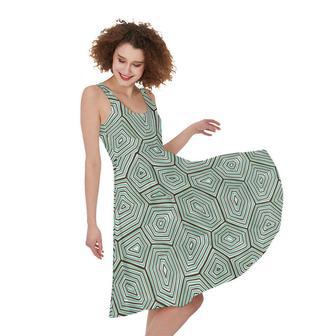 Turtle Shell Pattern Print Sleeveless Knee Length Dress | Newhawaiianshirts AU