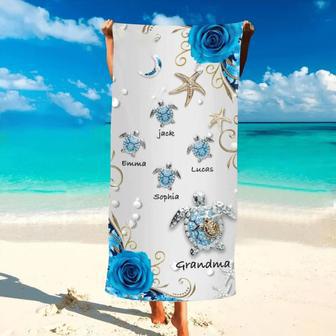 Turtle Theme Personalized Beach Towels Mom Nana Grandma Birthday Gift | Newhawaiianshirts