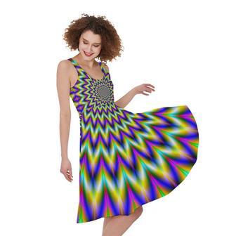 Twinkle Psychedelic Optical Illusion Sleeveless Knee Length Dress | Newhawaiianshirts AU