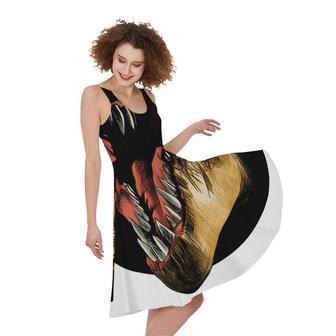 Tyrannosaurus Rex Head Print Sleeveless Knee Length Dress | Newhawaiianshirts AU