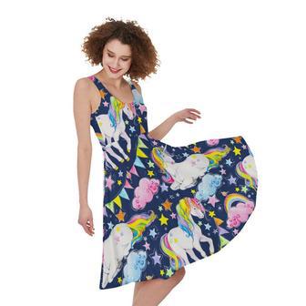 Unicorn Night Festival Pattern Print Sleeveless Knee Length Dress | Newhawaiianshirts