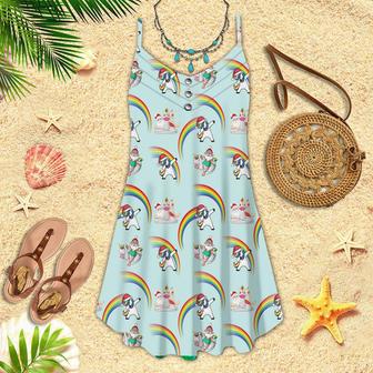 Unicorn Rainbow Christmas in July Spaghetti Strap Summer Dress | Newhawaiianshirts UK