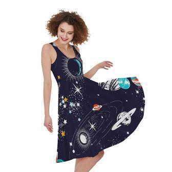 Universe Galaxy Outer Space Print Sleeveless Knee Length Dress | Newhawaiianshirts UK