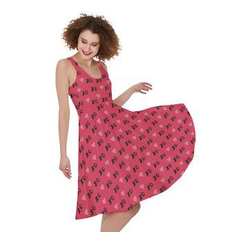 Valentine's Day XOXO Pattern Print Sleeveless Knee Length Dress | Newhawaiianshirts AU