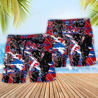 Veteran Independence Day Camo Pattern Beach Short | Newhawaiianshirts DE