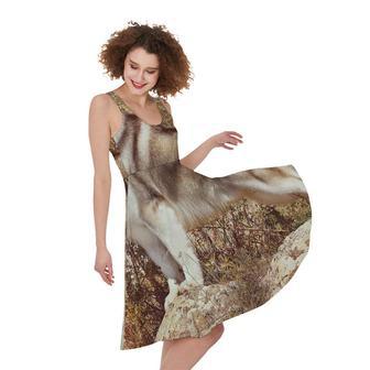 Vintage Alaskan Malamute Print Sleeveless Knee Length Dress | Newhawaiianshirts UK