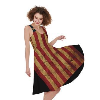 Vintage American Flag Print Sleeveless Knee Length Dress | Newhawaiianshirts