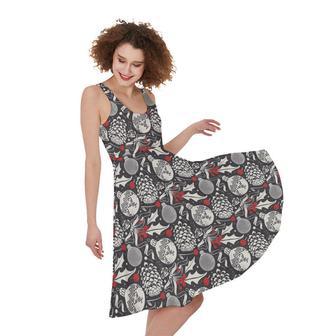 Vintage Christmas Decorations Print Sleeveless Knee Length Dress | Newhawaiianshirts AU