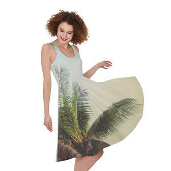 Vintage Coconut Tree Print Sleeveless Knee Length Dress | Newhawaiianshirts AU