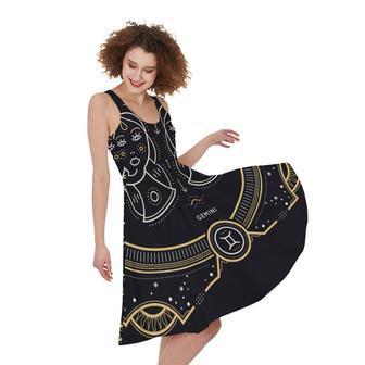 Vintage Gemini Zodiac Sign Print Sleeveless Knee Length Dress | Newhawaiianshirts CA