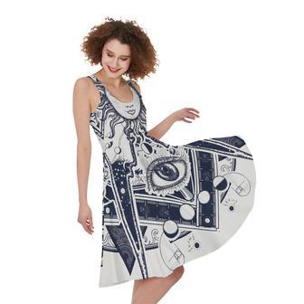 Vintage Masonic Freemasonry Print Sleeveless Knee Length Dress | Newhawaiianshirts UK