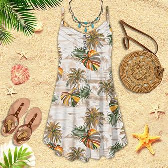 Vintage Palm Leaves Island Spaghetti Strap Summer Dress | Newhawaiianshirts CA