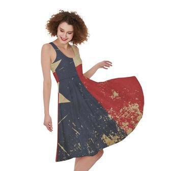 Vintage Texas Flag Print Sleeveless Knee Length Dress | Newhawaiianshirts AU