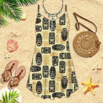 Vintage Tiki Mask Spaghetti Strap Summer Dress | Newhawaiianshirts DE