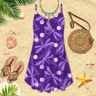 Violet Dragonfly Spaghetti Strap Summer Dress | Newhawaiianshirts DE