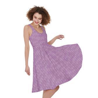 Violet Knitted Pattern Print Sleeveless Knee Length Dress | Newhawaiianshirts CA