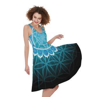 Vishuddha Chakra Spiritual Print Sleeveless Knee Length Dress | Newhawaiianshirts UK