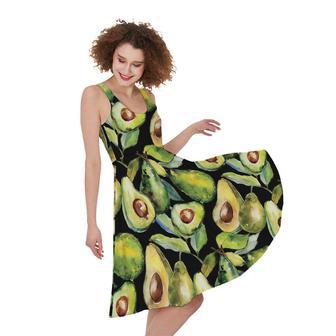 Watercolor Avocado Print Sleeveless Knee Length Dress | Newhawaiianshirts AU