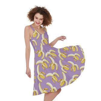 Watercolor Banana Pattern Print Sleeveless Knee Length Dress | Newhawaiianshirts