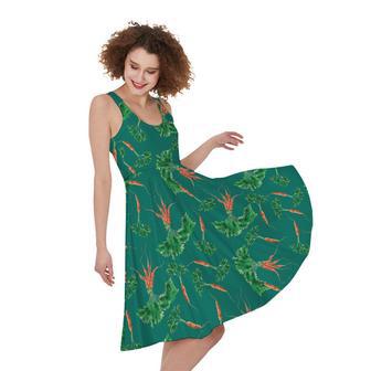 Watercolor Carrot Pattern Print Sleeveless Knee Length Dress | Newhawaiianshirts