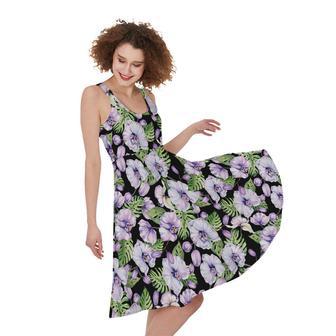 Watercolor Cattleya Pattern Print Sleeveless Knee Length Dress | Newhawaiianshirts UK