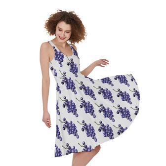 Watercolor Grape Pattern Print Sleeveless Knee Length Dress | Newhawaiianshirts AU