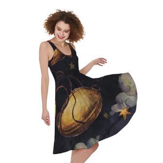 Watercolor Libra Zodiac Sign Print Sleeveless Knee Length Dress | Newhawaiianshirts AU