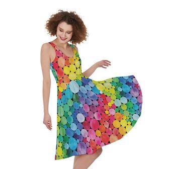 Watercolor Rainbow Pattern Print Sleeveless Knee Length Dress | Newhawaiianshirts