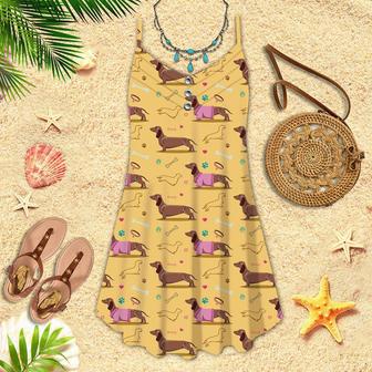 When I Need A Hand I Found Your Dachshund Pattern Spaghetti Strap Summer Dress | Newhawaiianshirts