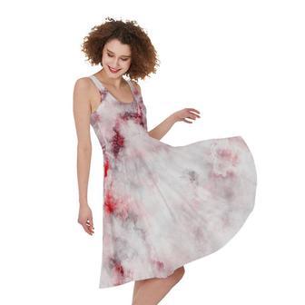 White Ruby Marble Print Sleeveless Knee Length Dress | Newhawaiianshirts AU