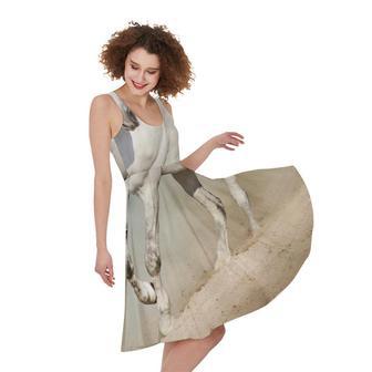 White Stallion Horse Print Sleeveless Knee Length Dress | Newhawaiianshirts CA