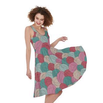 Yarn Balls Pattern Print Sleeveless Knee Length Dress | Newhawaiianshirts