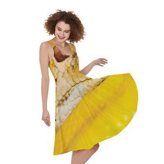 Yellow Python Snake Print Sleeveless Knee Length Dress | Newhawaiianshirts CA