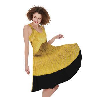 Yellow Snake Print Sleeveless Knee Length Dress | Newhawaiianshirts DE